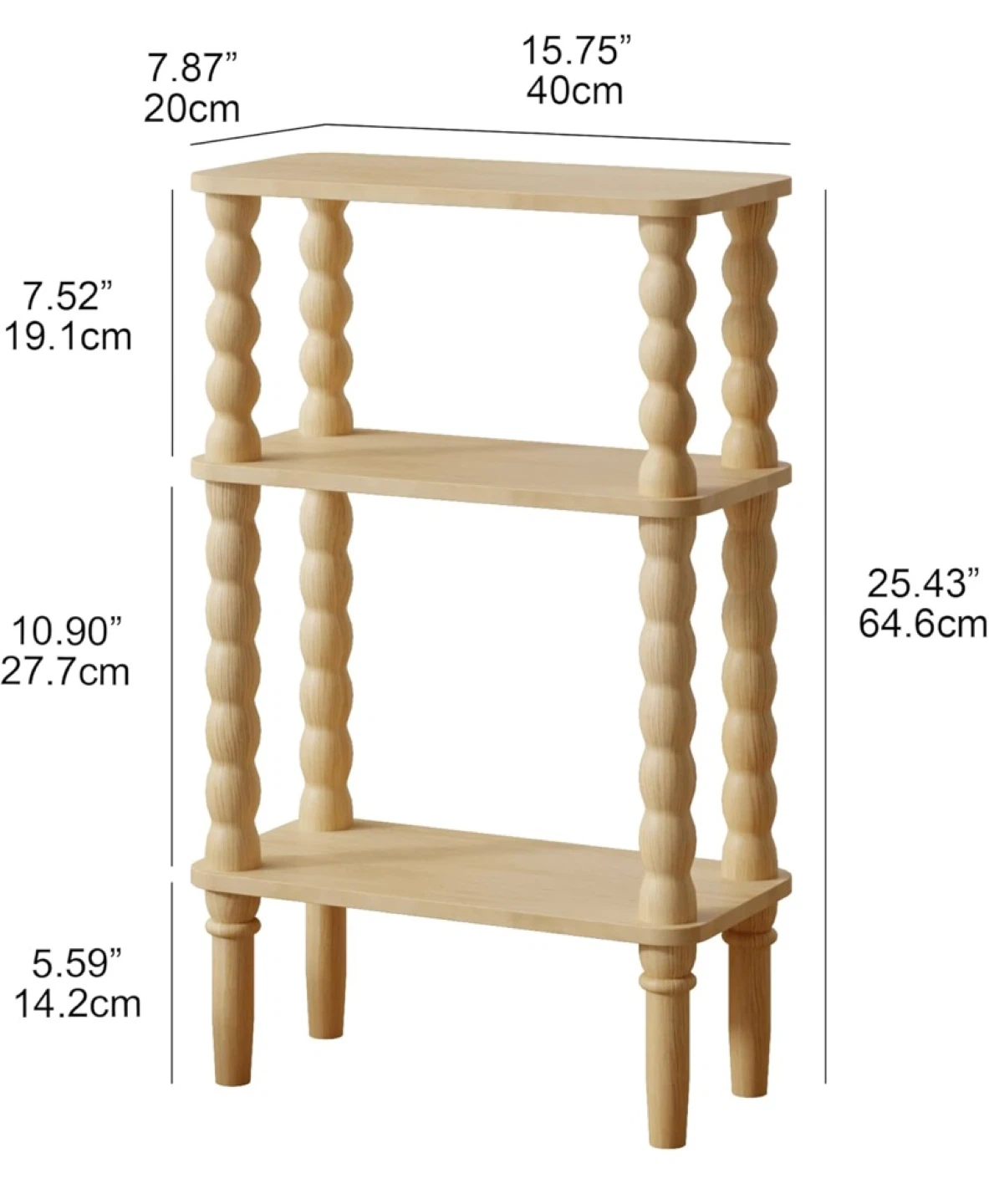 Brand New Two Narrow 3-Tier Side Tables Natural - photo 4