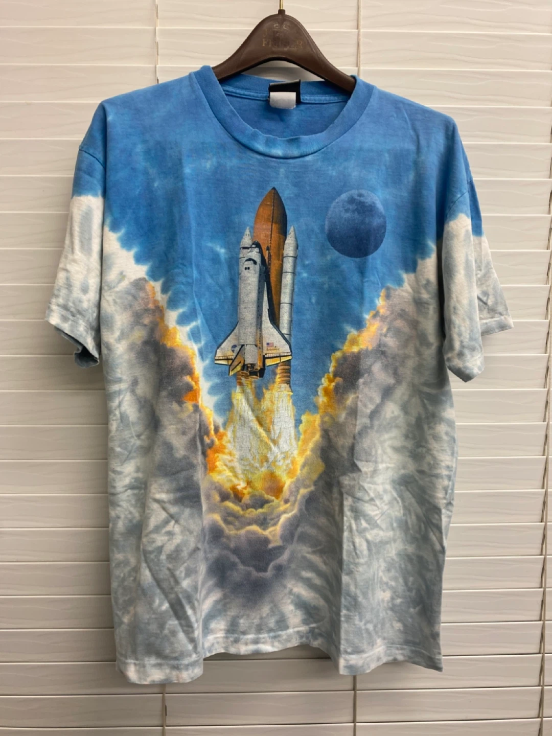 VTG 90’s Liquid Blue Boeing NASA Space Shuttle Tie-Dye Shirt - L