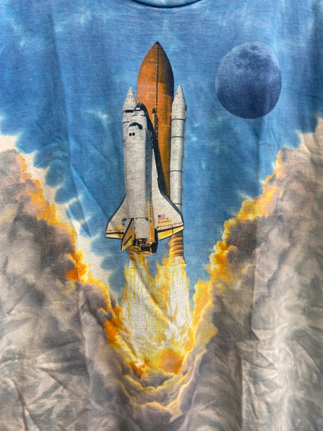 VTG 90’s Liquid Blue Boeing NASA Space Shuttle Tie-Dye Shirt - L - photo 2