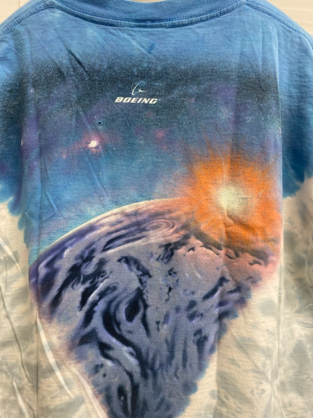 VTG 90’s Liquid Blue Boeing NASA Space Shuttle Tie-Dye Shirt - L - photo 4