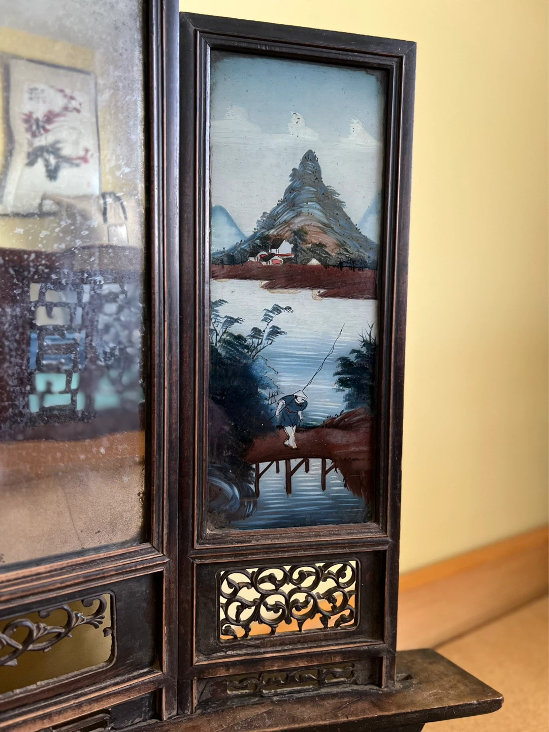 Antique Decorative Triptych Mirror with hand Painted artwork - photo 5