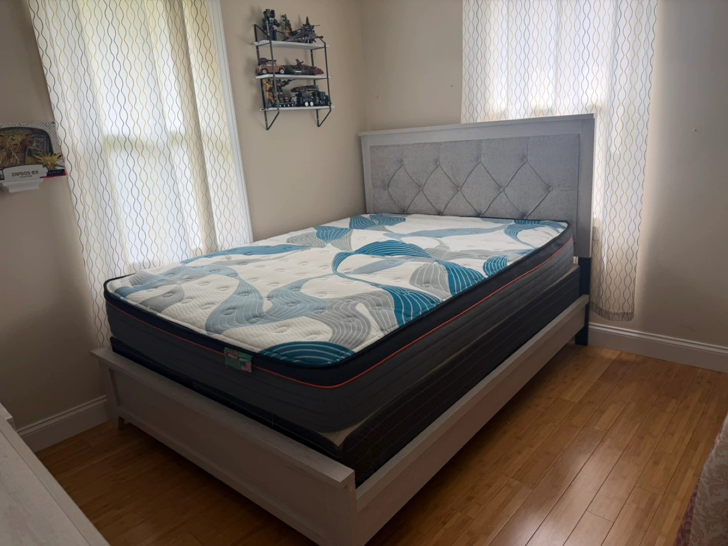Mattress with Blue Wave Pattern