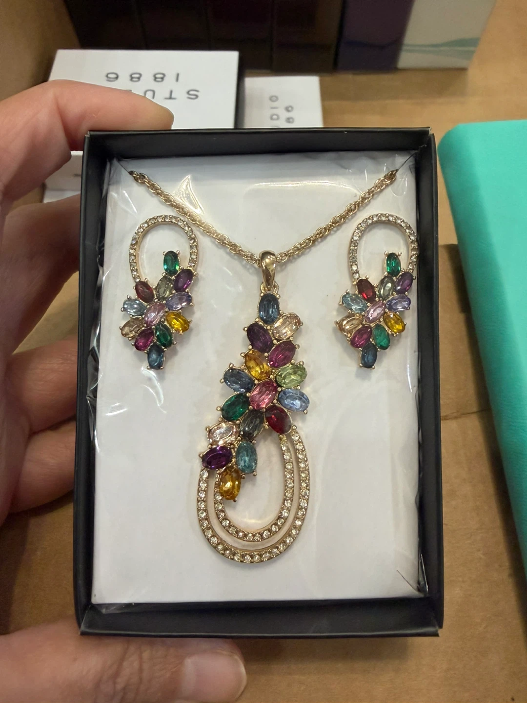 Cascade Bouquet Necklace and earrings set