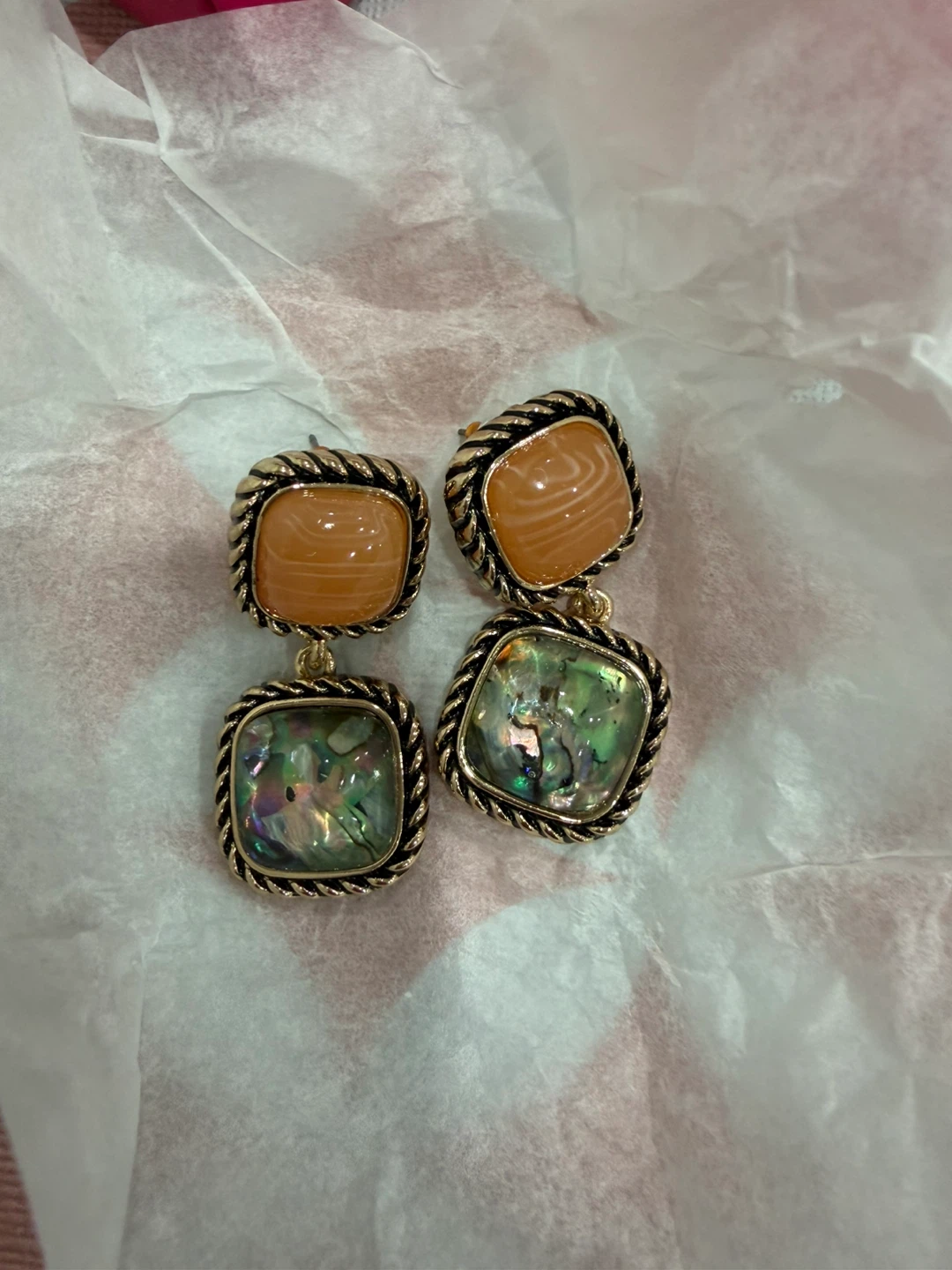 Abalone Gemscape Statement Earrings