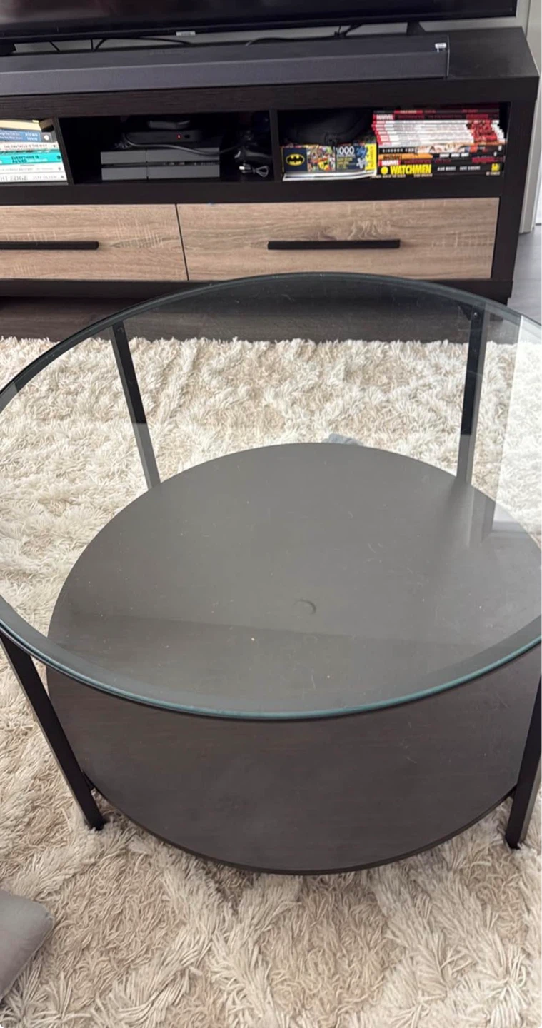 Glass Top Round Coffee Table