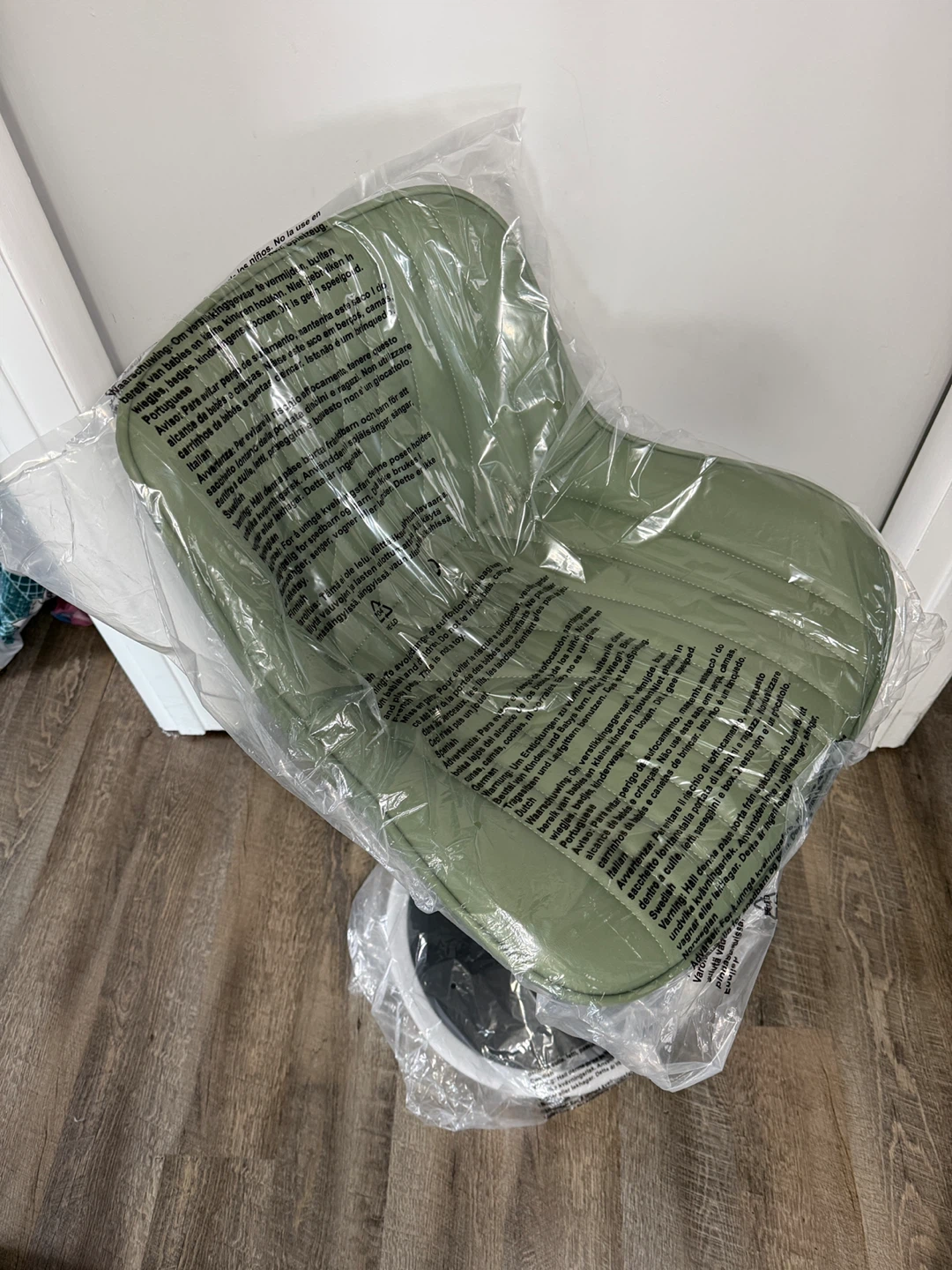 Adjustable Bar Stool - Green Faux Leather - photo 2