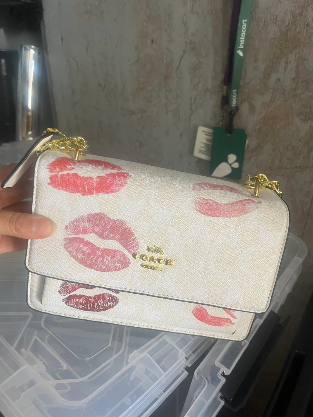 Coach Shoulder Bag with Kiss Print