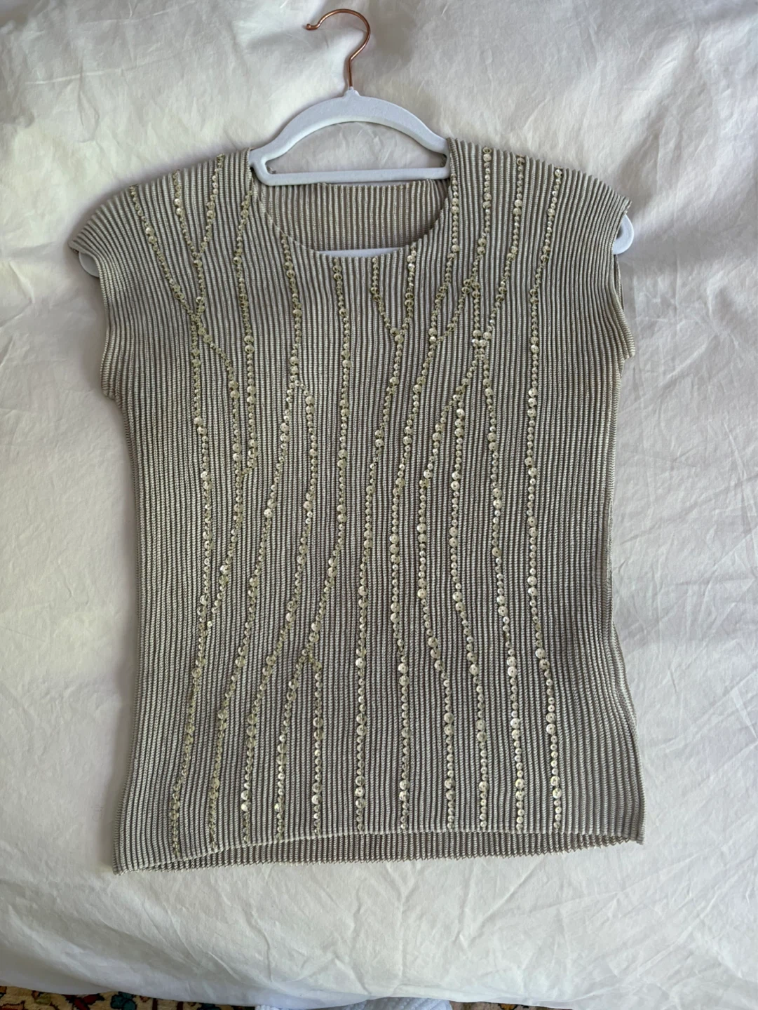 Sequin Striped Sleeveless Top
