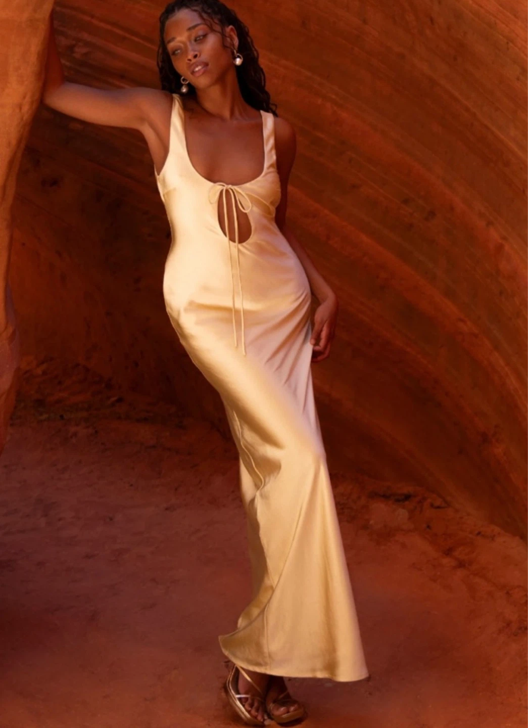 MESHki Yellow Slip Maxi Dress - photo 2