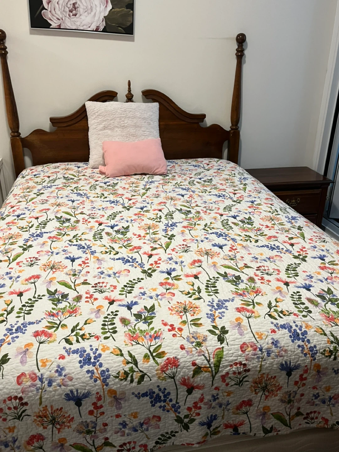 Solid wood Queen Bed, spring box and Mattress included