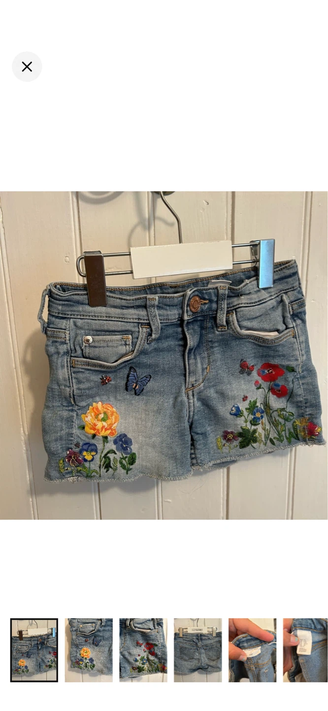 H&M Embroidered Denim Shorts