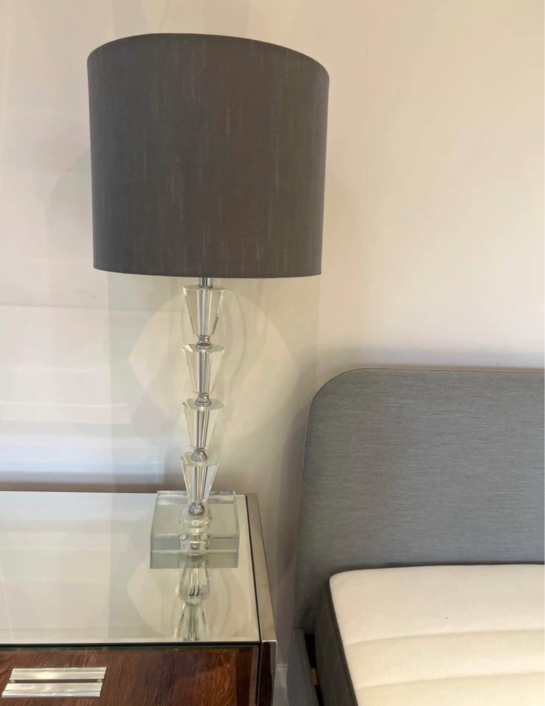 Elegant Mirrored Nightstand with Drawer + Lamp Included - photo 2