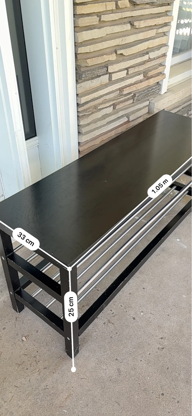 Black entryway bench with shoe rack - photo 3