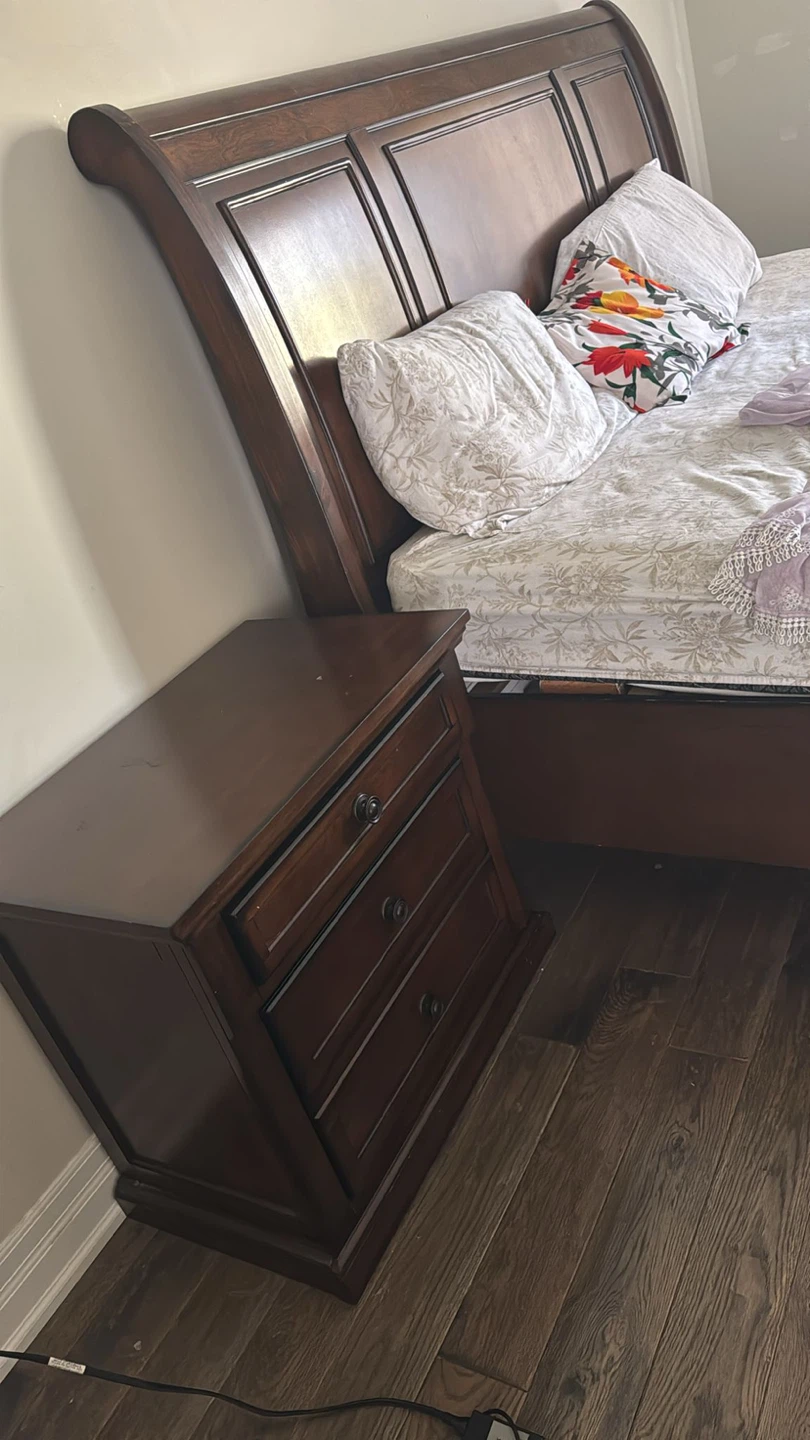 Dark Wood Dresser with Mirror and Nightstand - photo 2