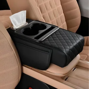 Quilted Car Armrest Organizer with Cup Holders