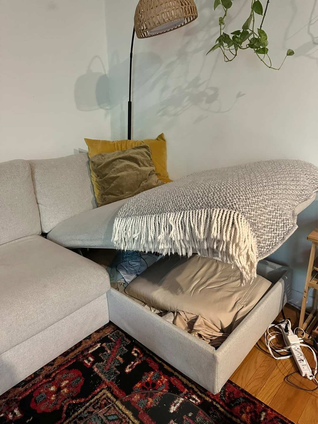 Light Gray Sectional Sofa with Storage - photo 3