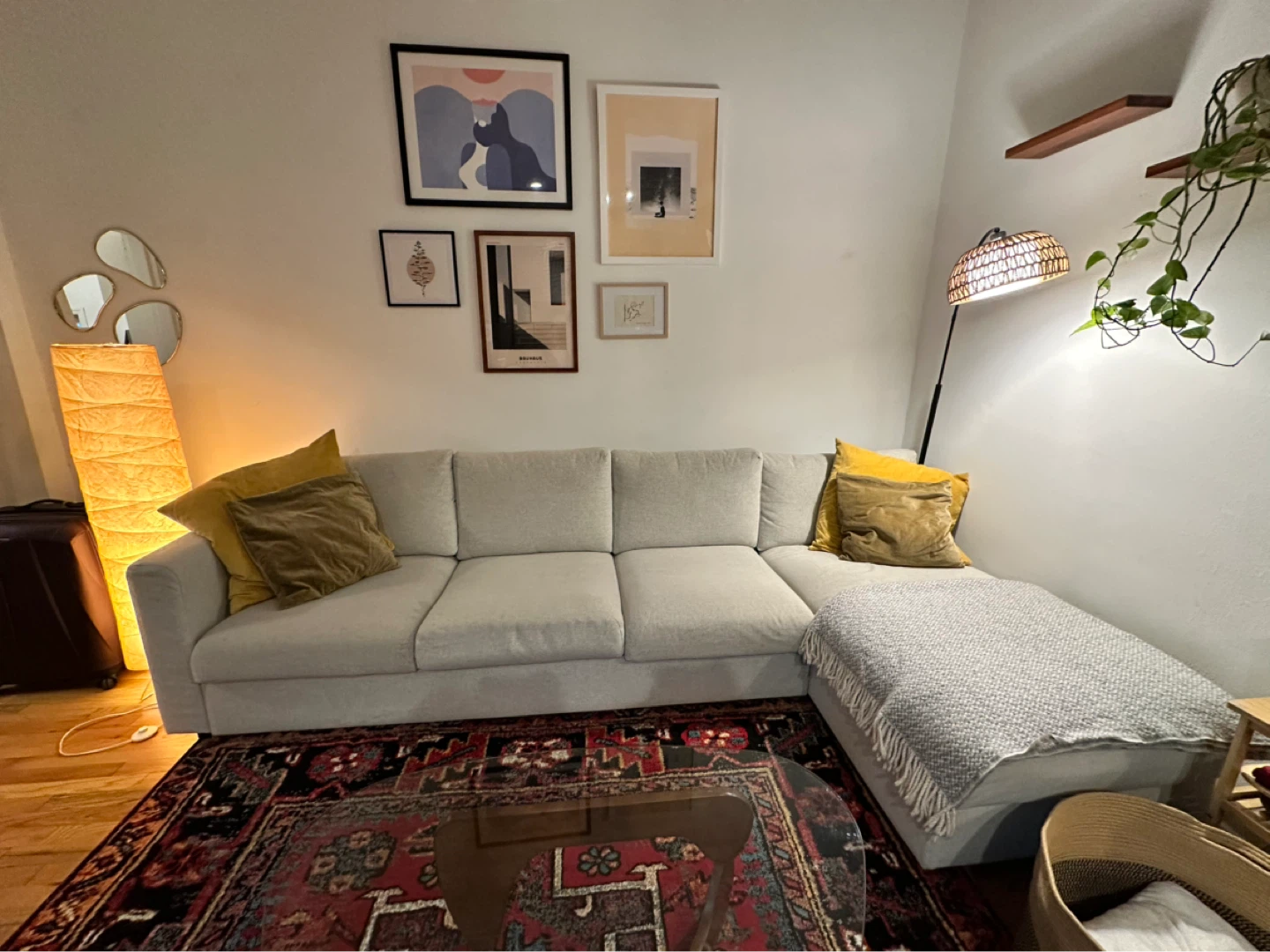 Light Gray Sectional Sofa with Storage