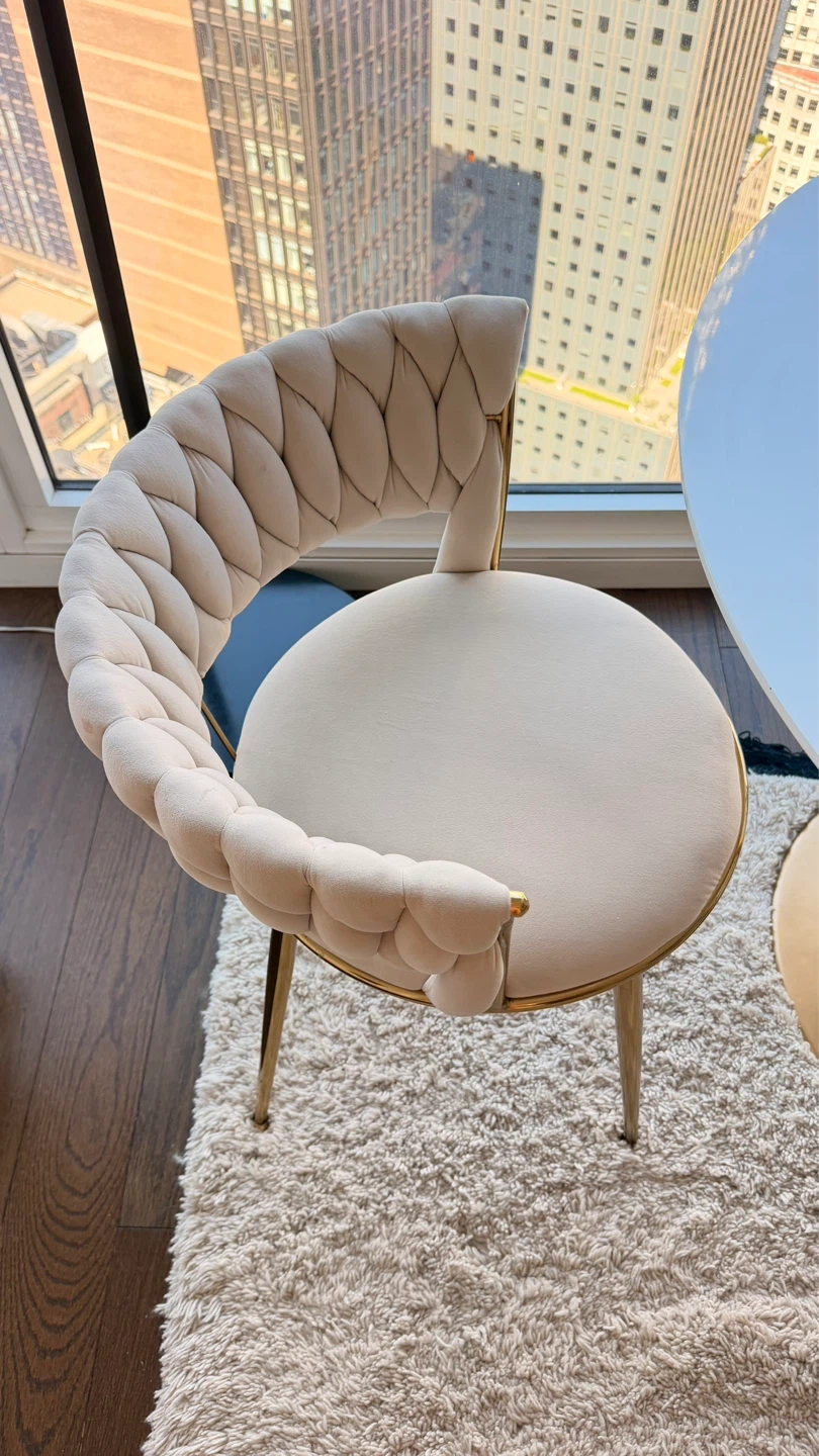 Cream Accent Chair with Gold Legs