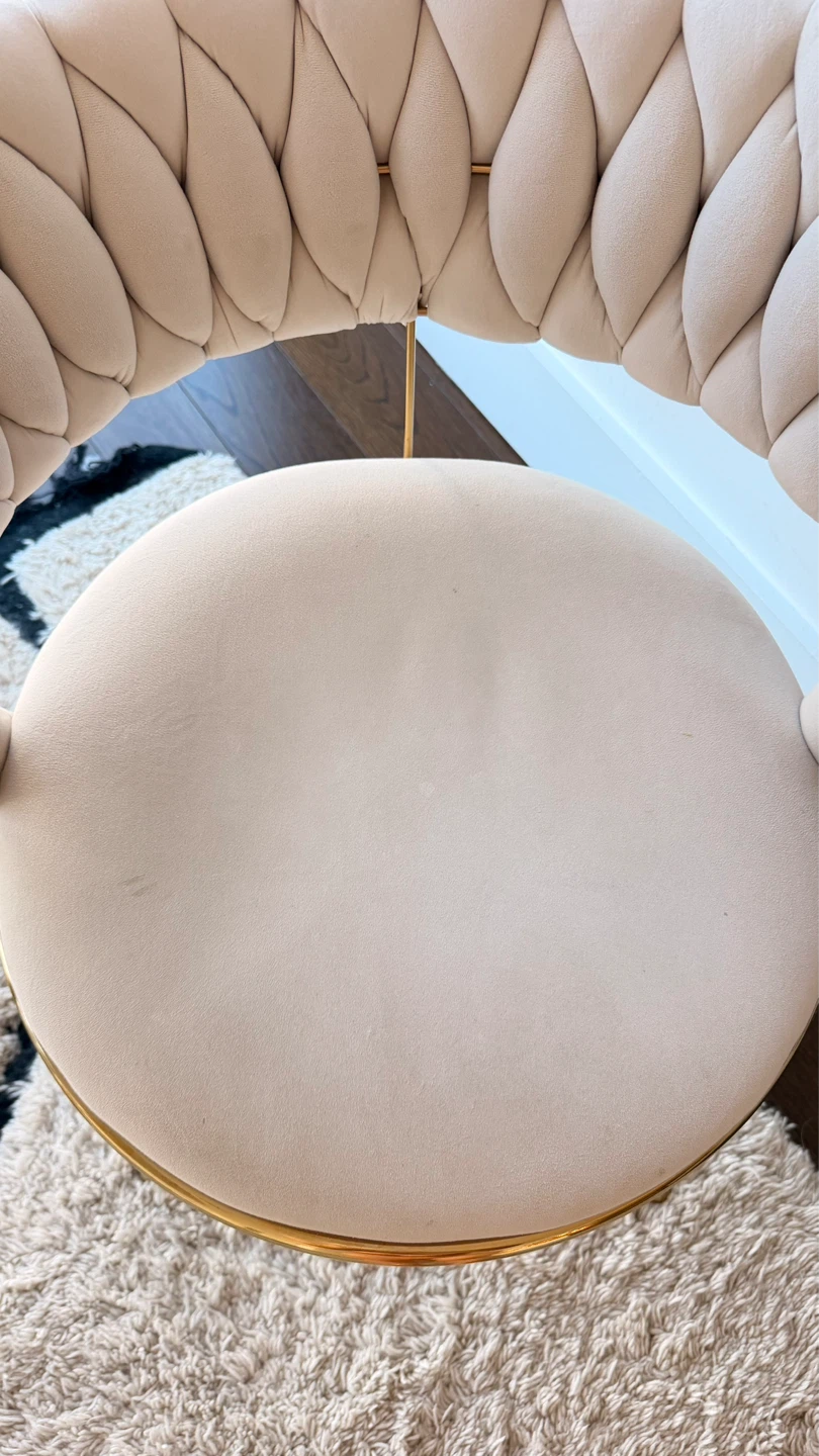 Cream Accent Chair with Gold Legs - photo 3