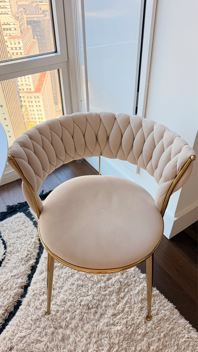 Cream Accent Chair with Gold Legs - photo 2