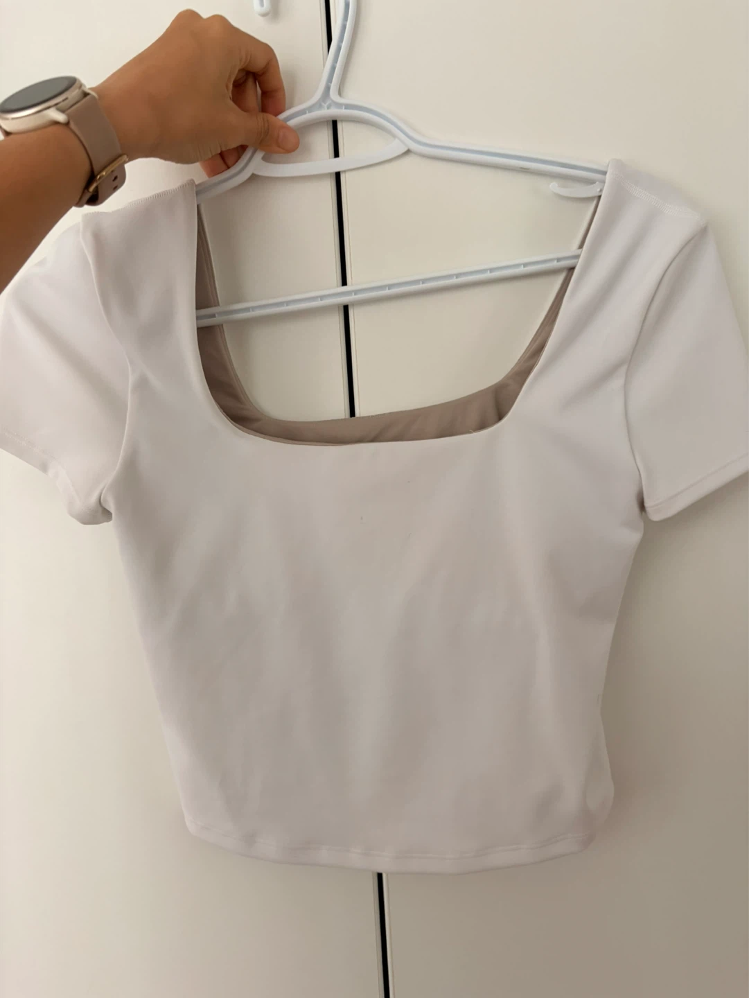 Lululemon White Cropped Square Neck Top