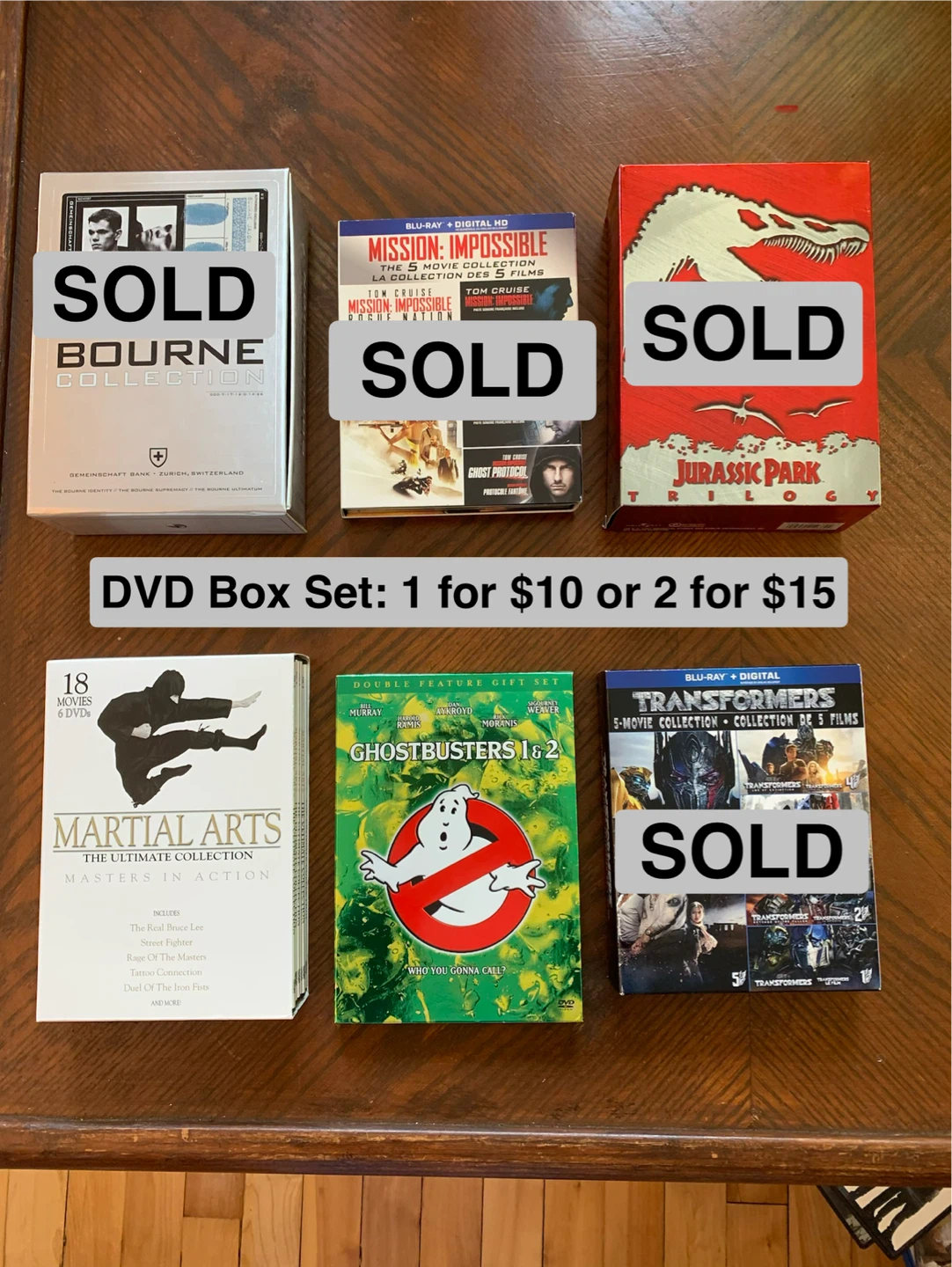 DVD Movie Box Set: Buy 1 for $10 / 2 for $15