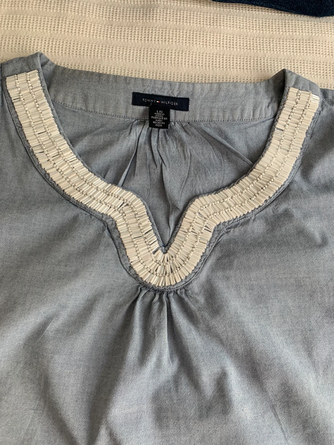 Tommy Hilfiger Grey Embellished V-Neck Top - photo 3