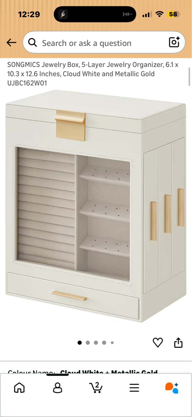 SONGMICS Jewelry Box Organizer Cloud White - photo 2