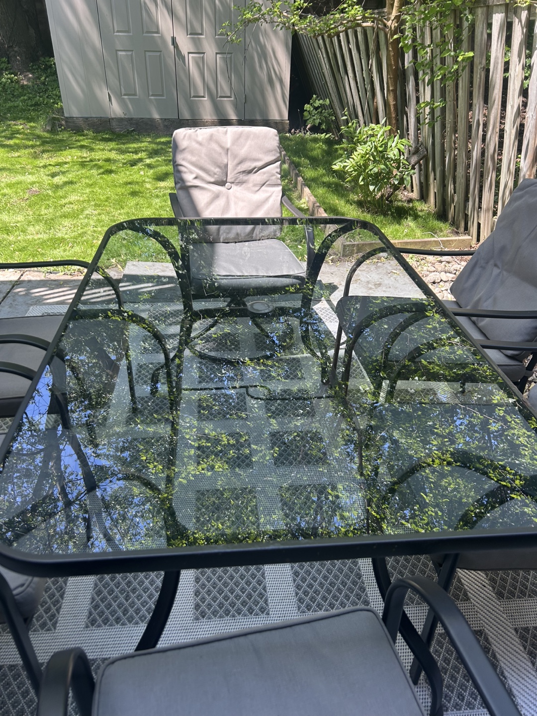 Glass Top Patio Dining Set with 6 Chairs - photo 5