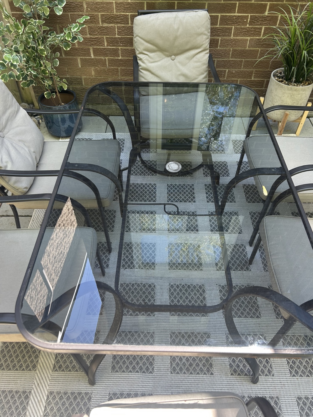 Glass Top Patio Dining Set with 6 Chairs - photo 4