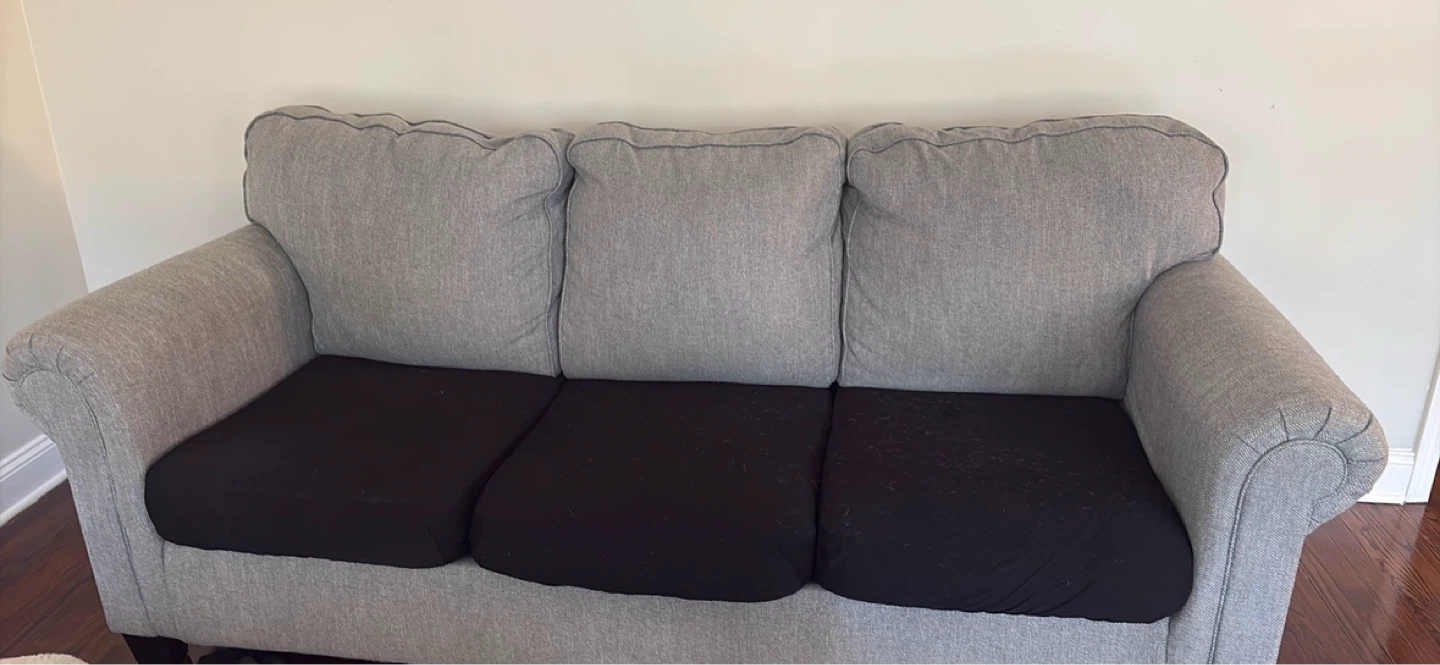 Gray Sofa with Black Cushions