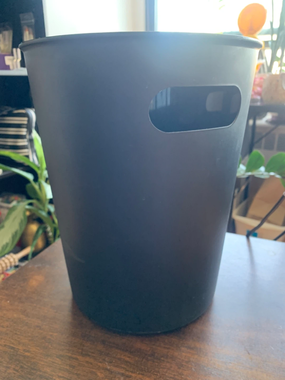 Black Cylinder Trashcan