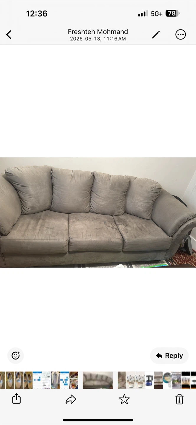 Leon’s Grey Suede Sofa Leon’s