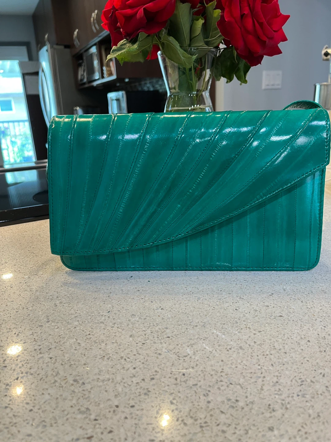 Green Eel Skin Clutch Purse