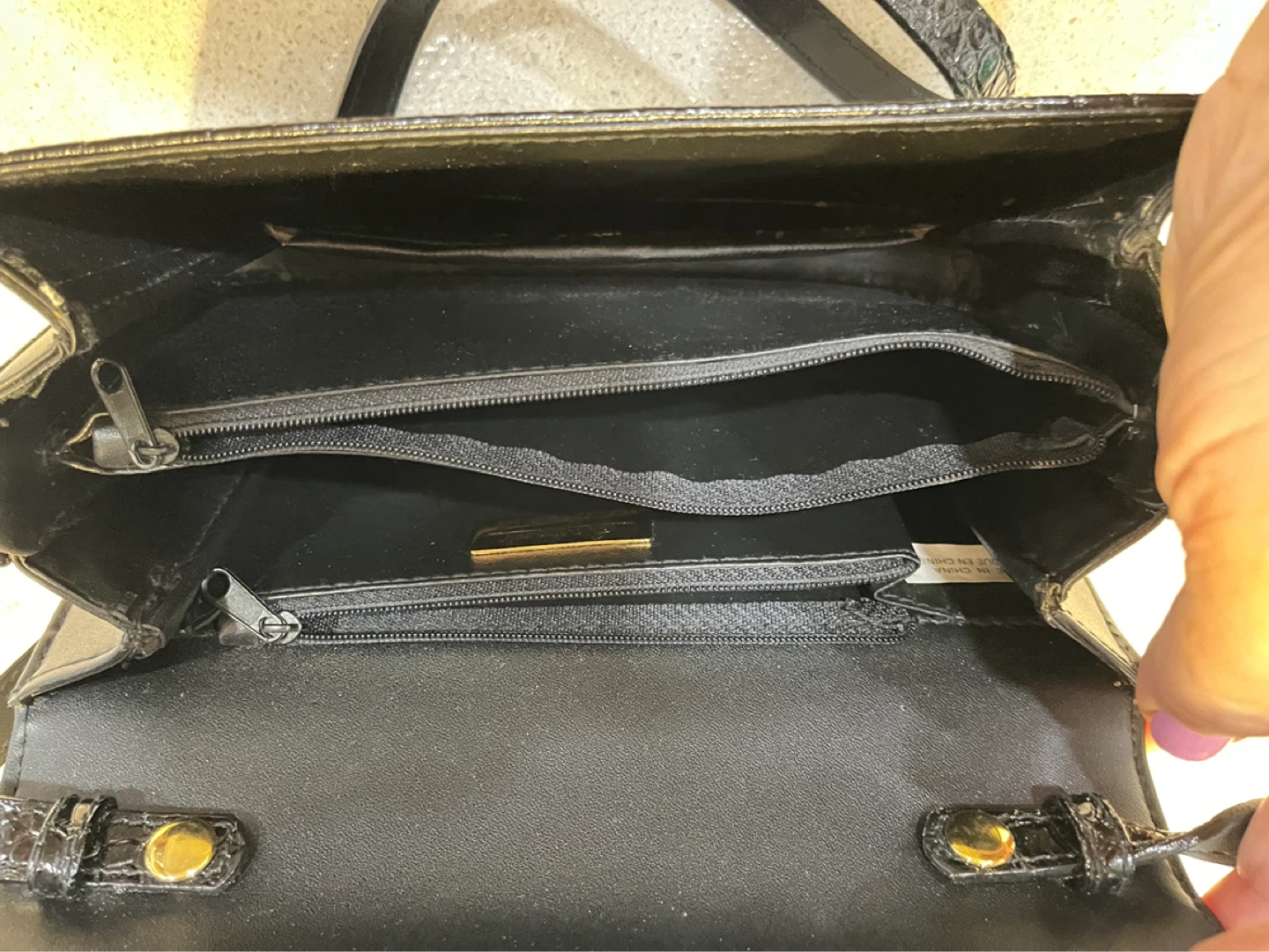 Black Faux Croc Shoulder Bag - photo 4
