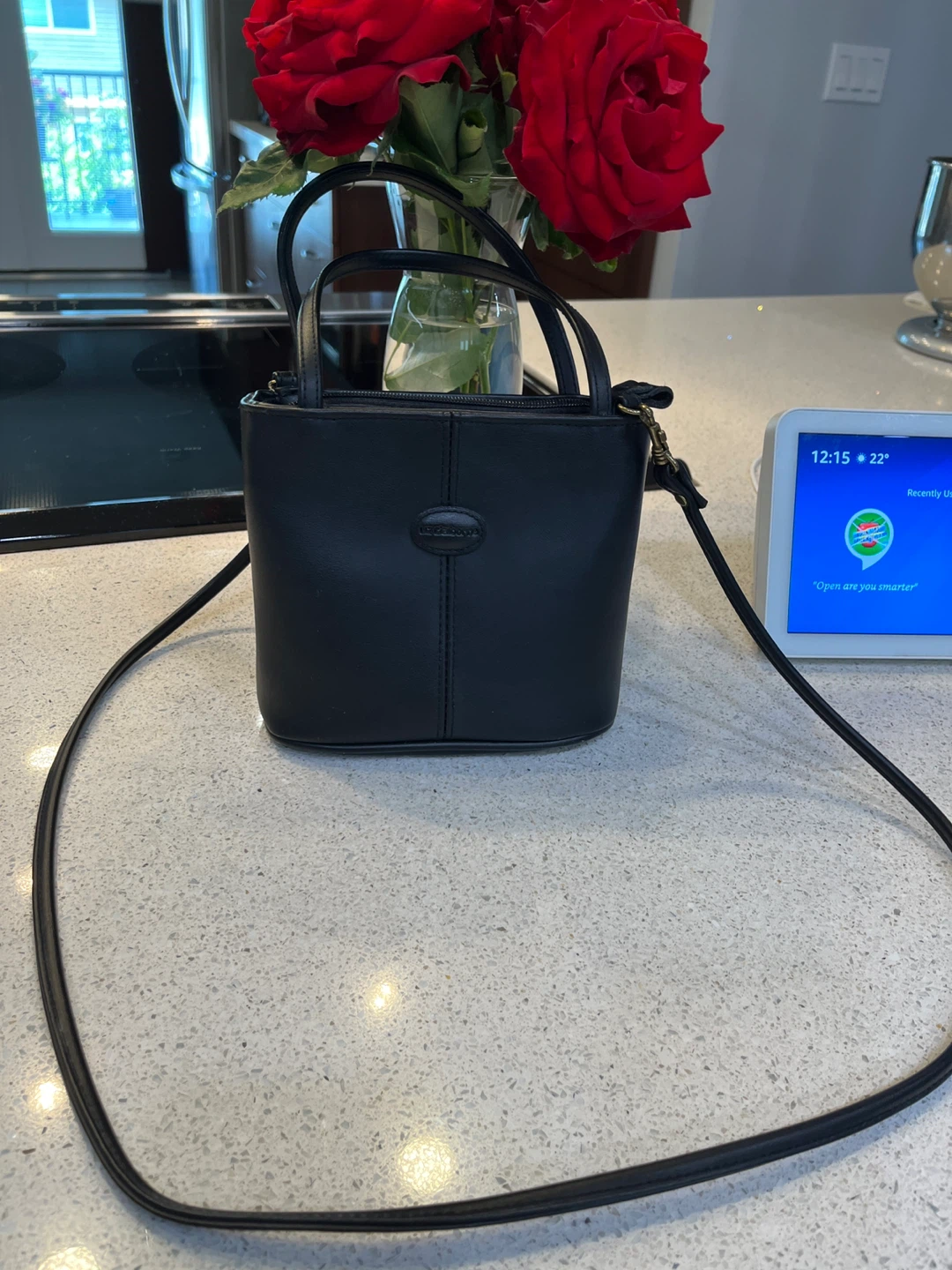 Black Leather Bucket Bag