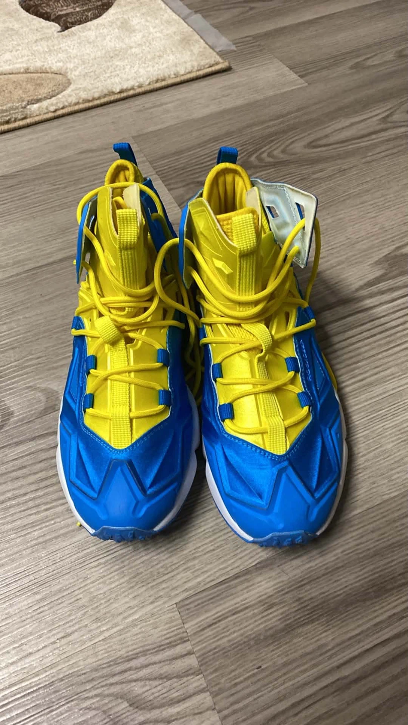 New Geometric Blue/Yellow" Hi-Top Basketball Sneakers Size 11