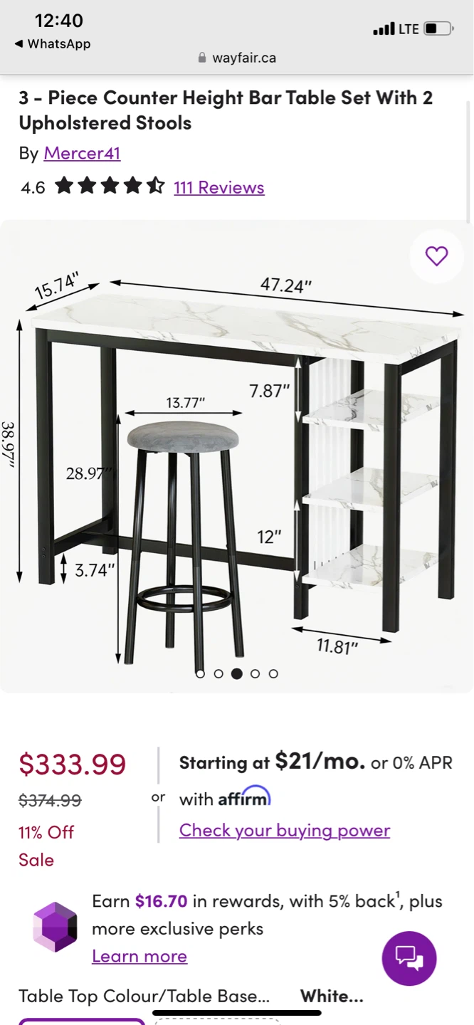 Kitchen Island + 2 Swivel Stools | $250