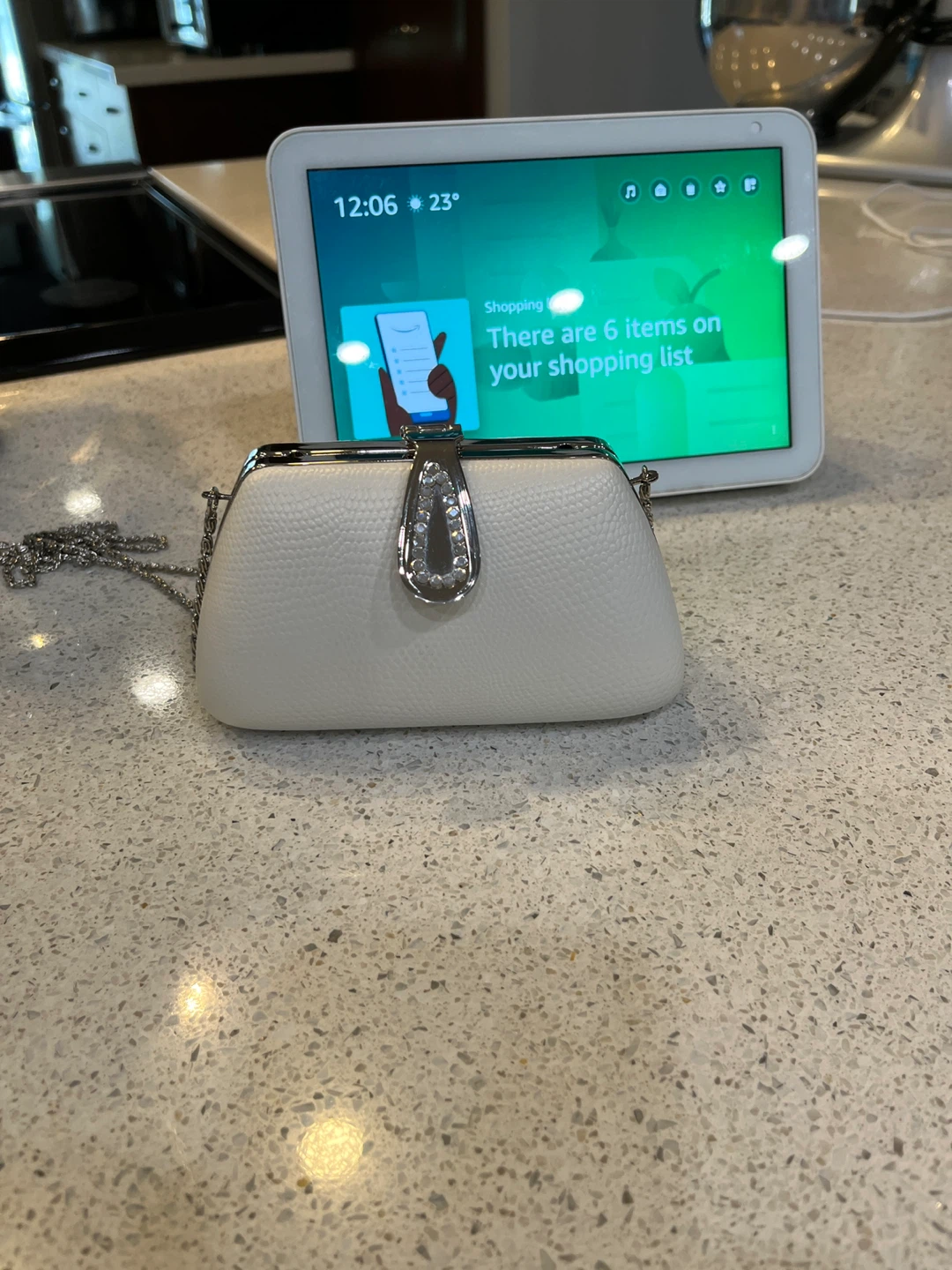 White Clutch Purse with Chain