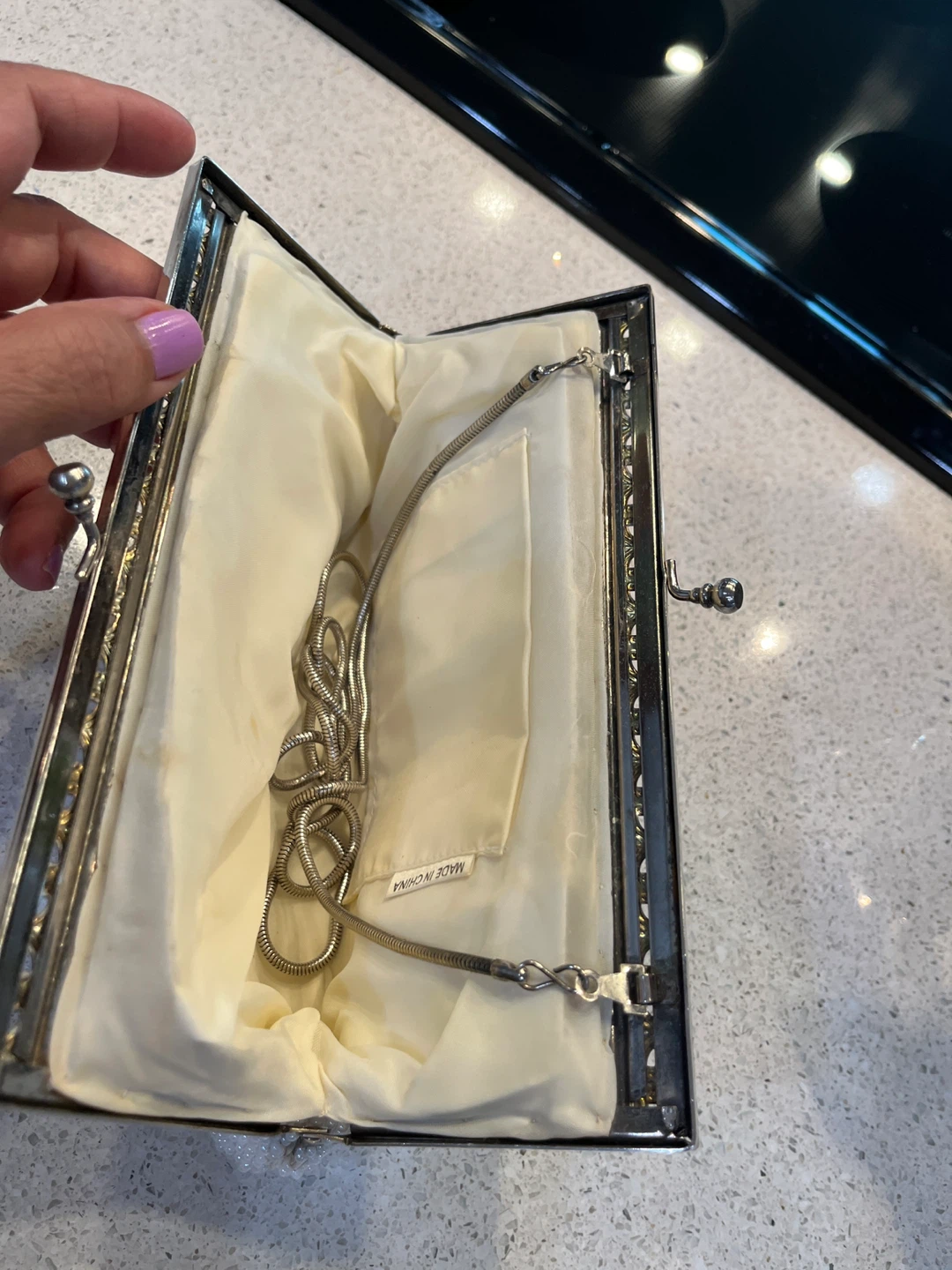 White Beaded Clutch Evening Bag - photo 3