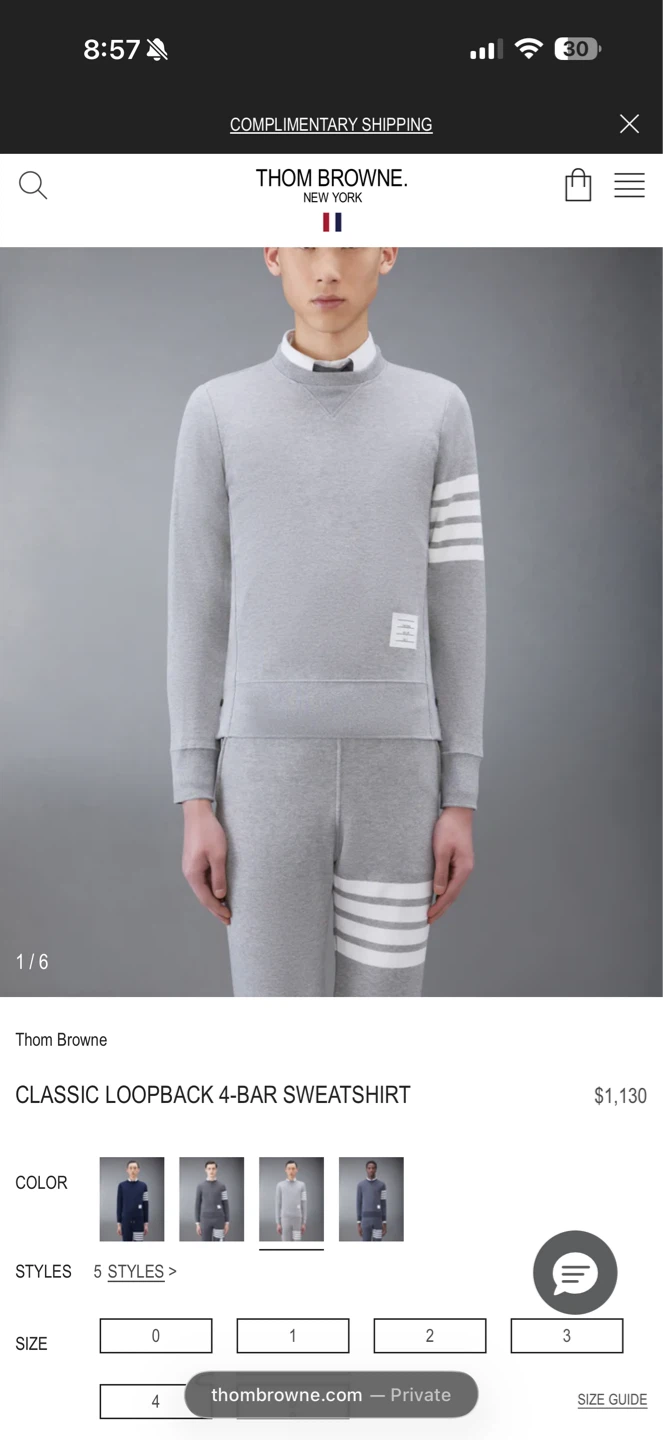 Authentic Thom Browne Classic Loopback 4-Bar Sweatshirt - Grey - photo 5