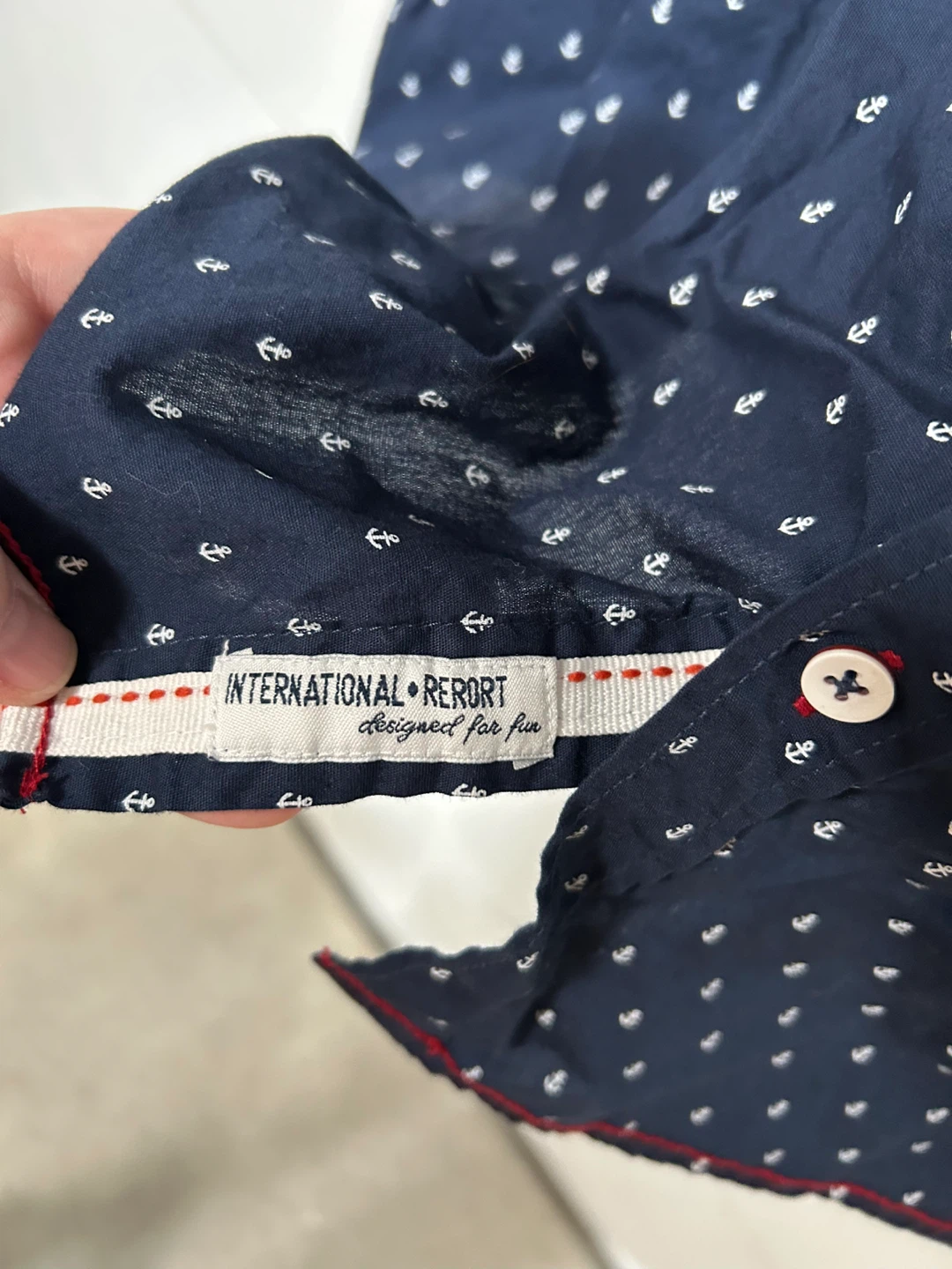 International Report Navy Anchor Print Button-Up Shirt L - photo 4