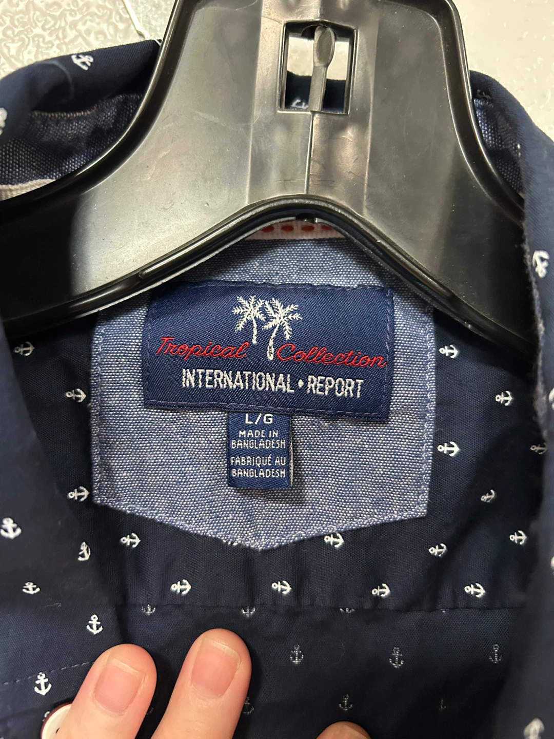 International Report Navy Anchor Print Button-Up Shirt L - photo 2