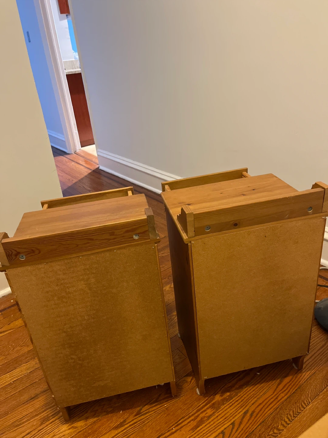 Pair of Wooden Nightstands with Drawers and Shelves - photo 3