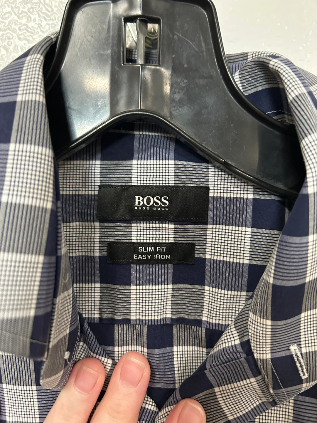 BOSS Slim Fit Easy Iron Checked Dress Shirt - photo 2