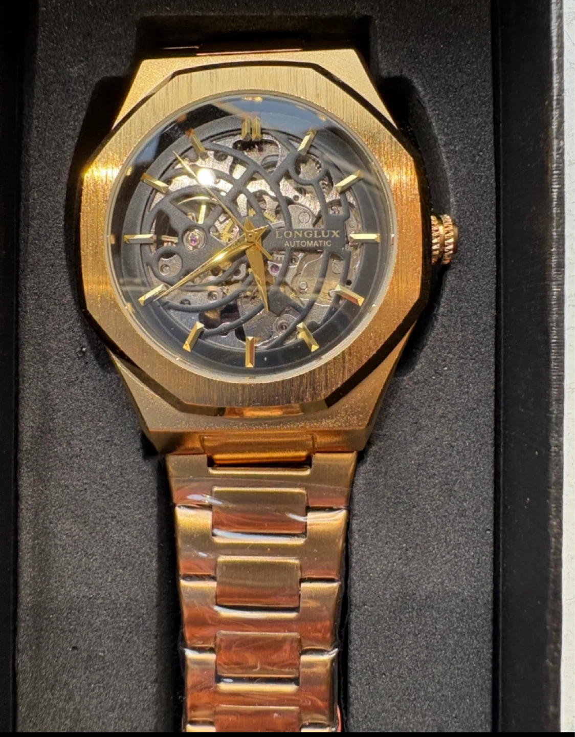 Longlux Automatic Skeleton Watch - Gold