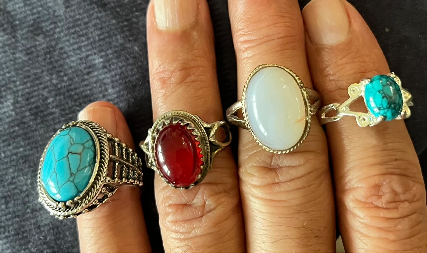 Set of 4 Fashion Rings with Gemstones - photo 4