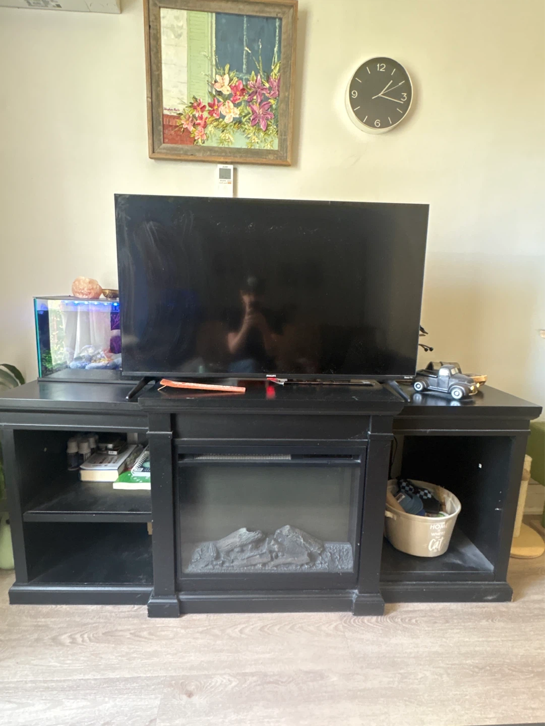 Black Electric Fireplace TV Stand