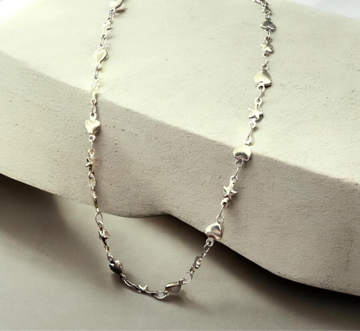 Stainless steel Heart and Star Charm Necklace