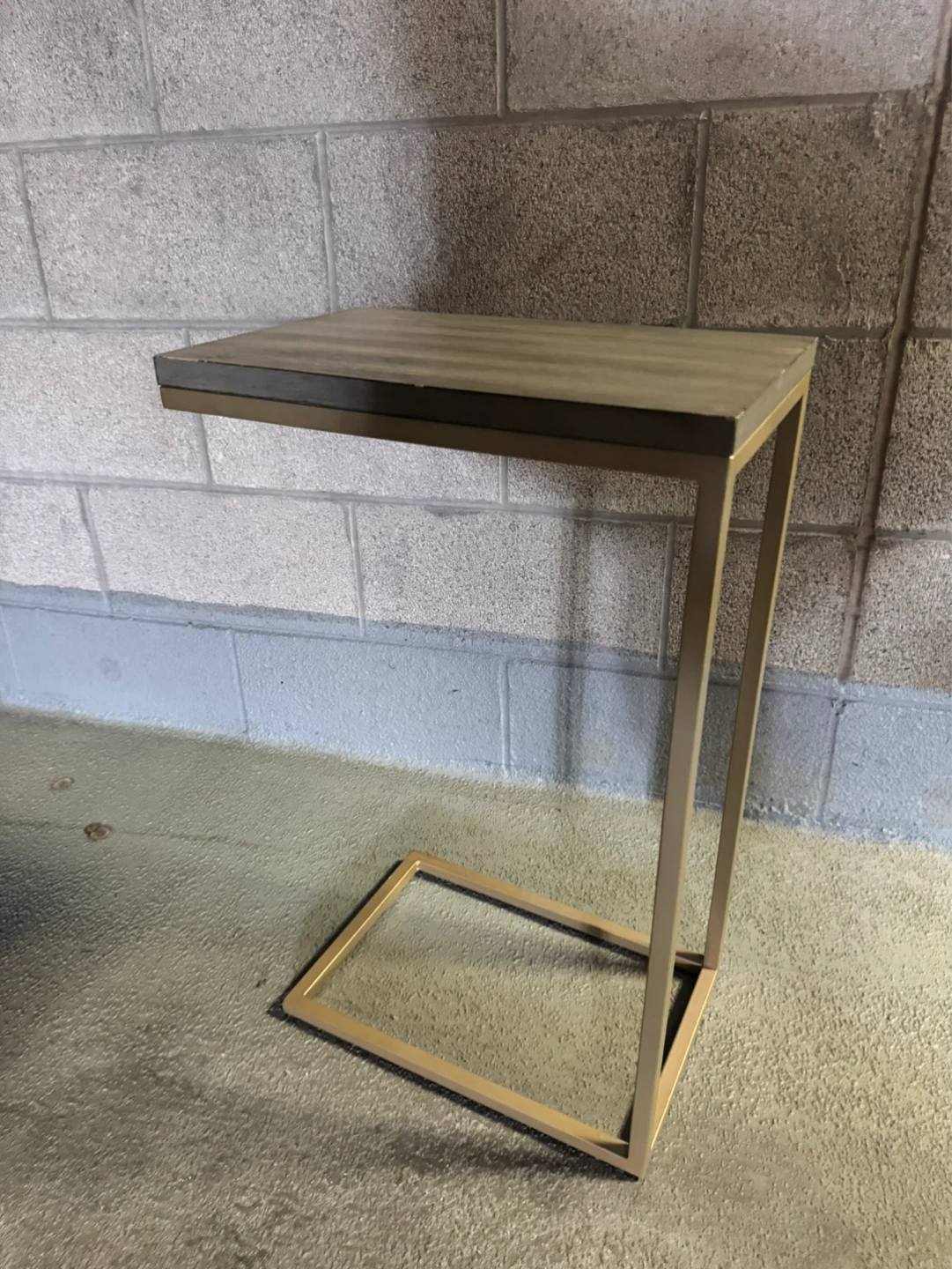 C-Table Set - Wood & Gold Metal Frame